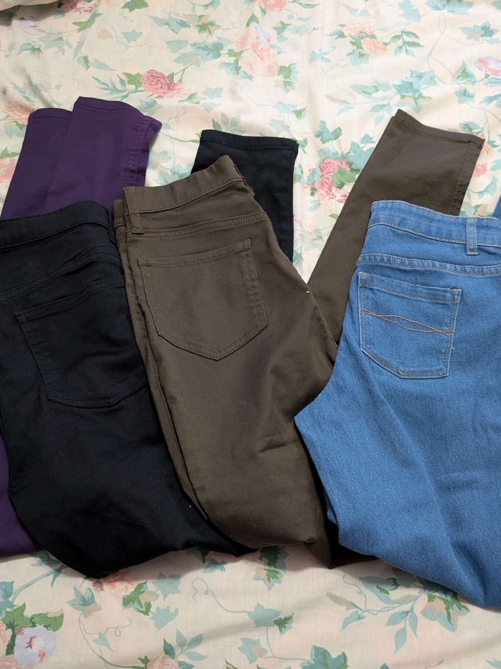 Bundle of Four Stylish Pants - Purple, Black, Olive, Blue